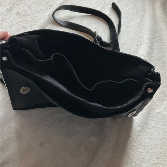 Free People Womens Crossbody Bag Black Suede Fringe Tassel Boho Western - Picture 9 of 10